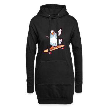 Drôle Dove Kawaii Cartoon Pet Jouant Skateboard - Sweat-shirt à capuche long Femme - noir - Devant