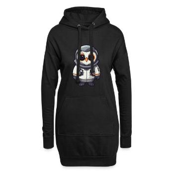 Astronaut Lustige Eule Kawaii Cartoon Tier Haustier - Hoodie-Kleid - Schwarz - Vorne