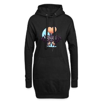 Fledermäuse Kawaii Cartoon Haustier spielt mit Luftballons - Hoodie-Kleid - Schwarz - Vorne