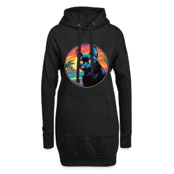 Bombay Cat Race Aquarelle Dessin animé Kawaii Pet - Sweat-shirt à capuche long Femme - noir - Devant