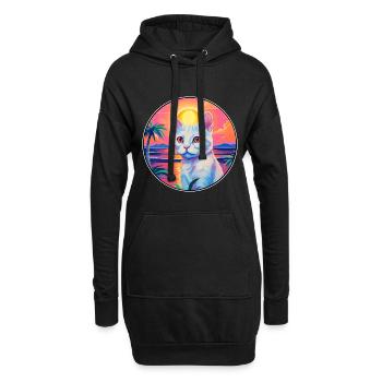 Burmilla Chat Race Aquarelle Dessin animé Kawaii Pet - Sweat-shirt à capuche long Femme - noir - Devant