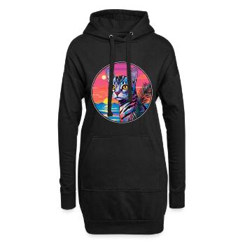 Égyptien Mau Chat Race Aquarelle Dessin Animé Kawaii - Sweat-shirt à capuche long Femme - noir - Devant