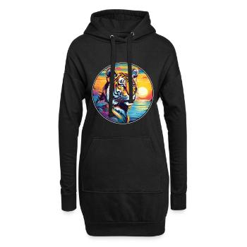 Liger Hybrid Löwe Tiger Katze Aquarell Cartoon Haustier - Hoodie-Kleid - Schwarz - Vorne