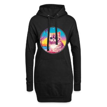 Exotische Kurzhaarkatze Aquarell Cartoon Kawaii - Hoodie-Kleid - Schwarz - Vorne