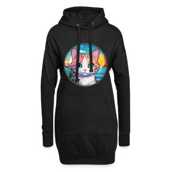 Hantilly Tiffany Chat Aquarelle Dessin animé Kawaii - Sweat-shirt à capuche long Femme - noir - Devant