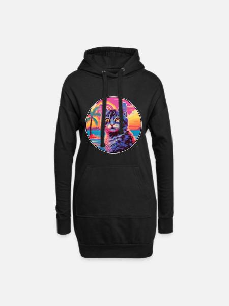 York Chocolate Cat Breed Aquarell Cartoon Kawaii - Hoodie-Kleid - Schwarz