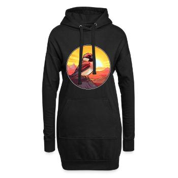 Sperling Buntes Aquarell Cartoon Kawaii Tier - Hoodie-Kleid - Schwarz - Vorne