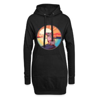 Ratte bunte Aquarell-Karikatur Kawaii-Tier - Hoodie-Kleid - Schwarz - Vorne