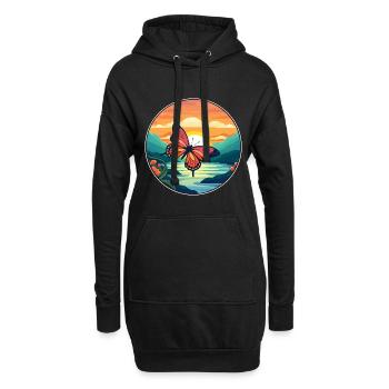 Schmetterling Bunte Aquarell-Karikatur Kawaii Haustier - Hoodie-Kleid - Schwarz - Vorne