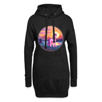 Pony buntes Aquarell Cartoon Kawaii Tier - Hoodie-Kleid - Schwarz - Vorne