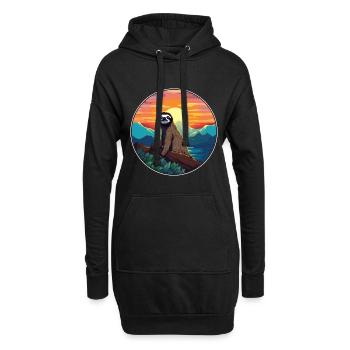 Faultier buntes Aquarell Cartoon Kawaii Tier - Hoodie-Kleid - Schwarz - Vorne