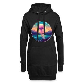 Méduse Aquarelle Colorée Dessin Animé Kawaii Pet - Sweat-shirt à capuche long Femme - noir - Devant