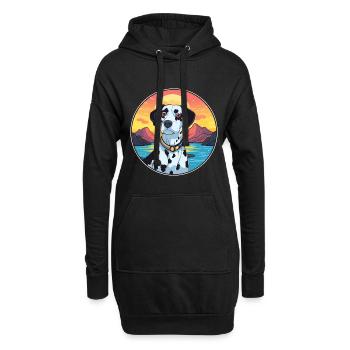 Dalmatinischer Hund Bunte Aquarell-Karikatur Kawaii - Hoodie-Kleid - Schwarz - Vorne