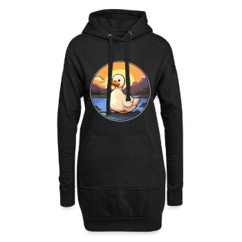Ente buntes Aquarell Cartoon Kawaii Tier - Hoodie-Kleid - Schwarz - Vorne