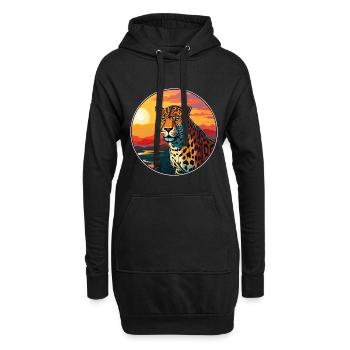 Leopard buntes Aquarell Cartoon Kawaii Tier - Hoodie-Kleid - Schwarz - Vorne