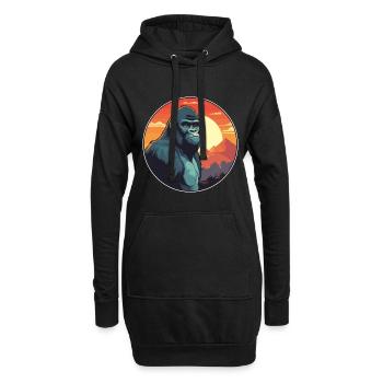 Gorilla Buntes Aquarell Cartoon Kawaii Tier - Hoodie-Kleid - Schwarz - Vorne