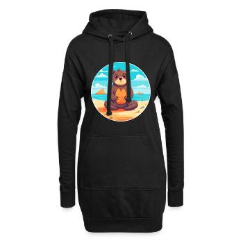 Bär Cartoon Yoga Strand Sommer Illustration - Hoodie-Kleid - Schwarz - Vorne