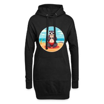 Blaireau Cartoon Yoga Plage Illustration D’été - Sweat-shirt à capuche long Femme - noir - Devant