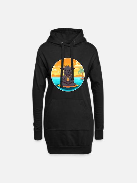Buffalo Cartoon Yoga Strand Sommer Illustration - Hoodie-Kleid - Schwarz