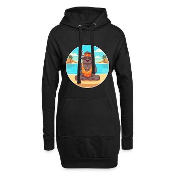 Bison Cartoon Yoga plage Illustration d’été - Sweat-shirt à capuche long Femme - noir - Devant