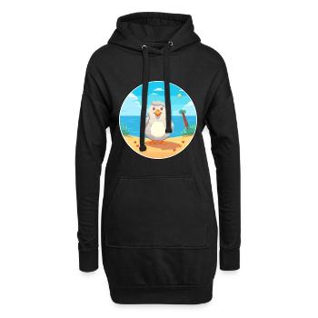Vogel Cartoon Yoga Strand Sommer Illustration - Hoodie-Kleid - Schwarz - Vorne