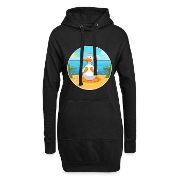 Ente Karikatur Yoga Strand Sommer Illustration - Hoodie-Kleid - Schwarz - Vorne