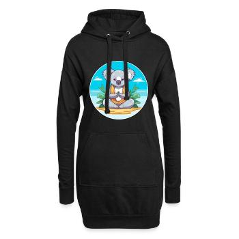 Koala Cartoon Yoga Strand Sommer Illustration - Hoodie-Kleid - Schwarz - Vorne