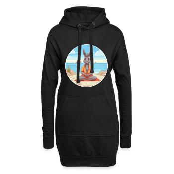 Esel Karikatur Yoga Strand Sommer Illustration - Hoodie-Kleid - Schwarz - Vorne