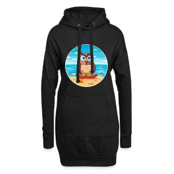 Eule Karikatur Yoga Strand Sommer Illustration - Hoodie-Kleid - Schwarz - Vorne