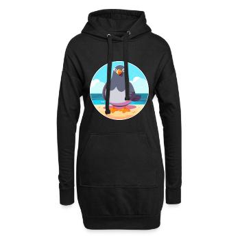 Taube Cartoon Yoga Strand Sommer Illustration - Hoodie-Kleid - Schwarz - Vorne
