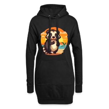 Blaireau drôle dessin animé Kawaii plage Illustration - Sweat-shirt à capuche long Femme - noir - Devant