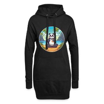 Panda Cartoon Yoga Strand Sommer Illustration - Hoodie-Kleid - Schwarz - Vorne