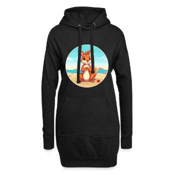 Écureuil Cartoon Yoga Plage Illustration D’été - Sweat-shirt à capuche long Femme - noir - Devant