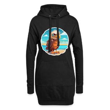 Aigle drôle de dessin animé kawaii plage illustration - Sweat-shirt à capuche long Femme - noir - Devant