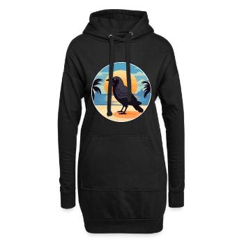 Krähe lustige Karikatur Kawaii Strand Illustration - Hoodie-Kleid - Schwarz - Vorne