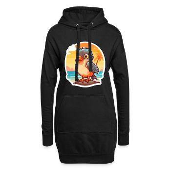 Kuckuck, lustige Cartoon-Kawaii-Strand-Illustration - Hoodie-Kleid - Schwarz - Vorne