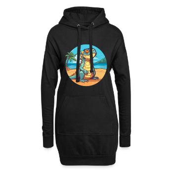 Leguan Lustige Karikatur Kawaii Strand Illustration - Hoodie-Kleid - Schwarz - Vorne