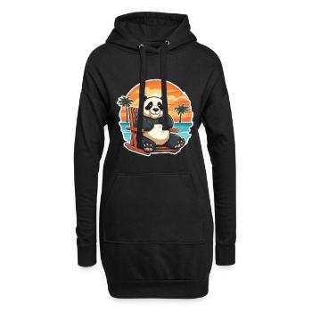 Panda Lustige Karikatur Kawaii Strand Illustration - Hoodie-Kleid - Schwarz - Vorne