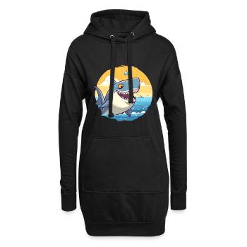 Requin drôle de dessin animé kawaii plage illustration - Sweat-shirt à capuche long Femme - noir - Devant