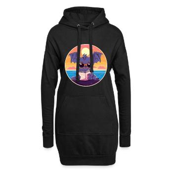 Chauve-souris Mignonne Dessin Animé Drôle Kawaii Livre Plage - Sweat-shirt à capuche long Femme - noir - Devant