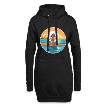 Canard Mignon Dessin Animé Drôle Kawaii Livre Plage - Sweat-shirt à capuche long Femme - noir - Devant