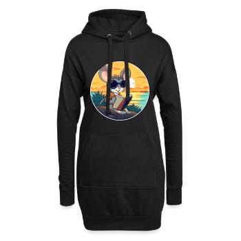 Maus niedlicher lustiger Cartoon Kawaii Buchstrand - Hoodie-Kleid - Schwarz - Vorne