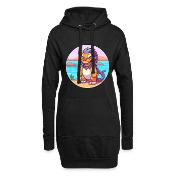 Chimère aquarelle dessin animé Kawaii Clipart Animal - Sweat-shirt à capuche long Femme - noir - Devant