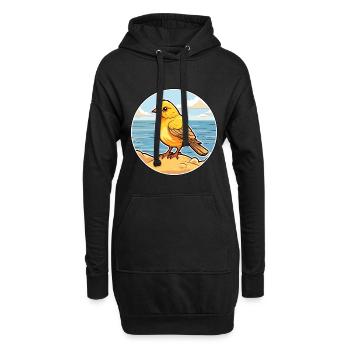 Canari oiseau aquarelle dessin animé Kawaii Clipart animal de compagnie - Sweat-shirt à capuche long Femme - noir - Devant