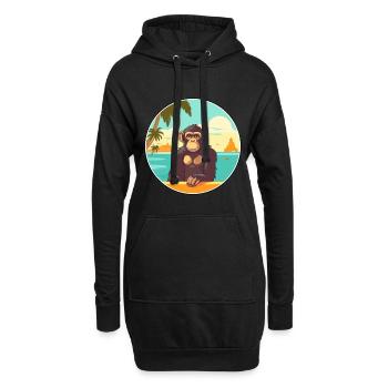 Chimpanzé aquarelle dessin animé Kawaii Clipart animal de compagnie - Sweat-shirt à capuche long Femme - noir - Devant