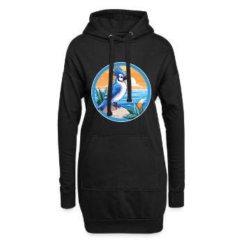 Blauer Eichelhäher Vogel Aquarell Karikatur Kawaii Tier Haustier - Hoodie-Kleid - Schwarz - Vorne