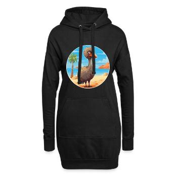 Emu Aquarelle Cartoon Kawaii Clipart Animal - Sweat-shirt à capuche long Femme - noir - Devant