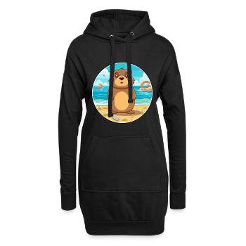 Gopher Watercolor Cartoon Kawaii Clipart Animal - Hoodie Dress - black - Front