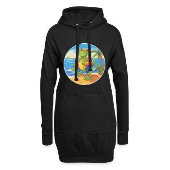 Grenouille aquarelle dessin animé Kawaii Clipart Animal - Sweat-shirt à capuche long Femme - noir - Devant