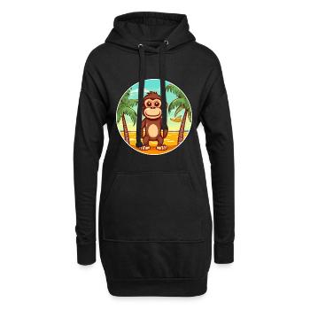 Affe Aquarell Cartoon Kawaii Clipart Tier - Hoodie-Kleid - Schwarz - Vorne